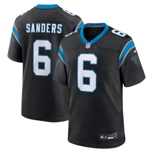 Men Carolina Panthers #6 Miles Sanders Black Stitched Game Football Jersey