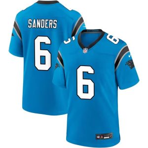 Men Carolina Panthers #6 Miles Sanders Blue Stitched Game Football Jersey