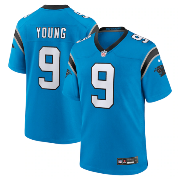 Men Carolina Panthers #9 Bryce Young Blue Stitched Game Jersey