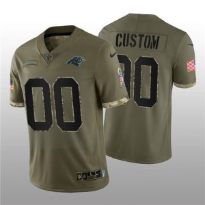 Men Carolina Panthers Active Player Custom 2022 Olive Salute To Service Limited Stitched Jersey