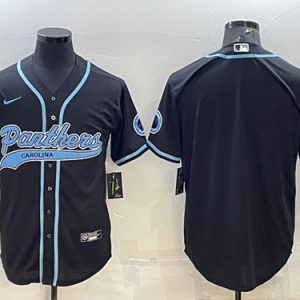 Men Carolina Panthers Blank Black With Patch Cool Base Stitched Baseball Jersey