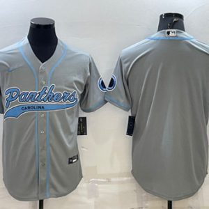 Men Carolina Panthers Blank Gray With Patch Cool Base Stitched Baseball Jersey