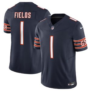 Men Chicago Bears #1 Justin Fields Navy 2023 F.U.S.E. Vapor Untouchable Limited Stitched Football Jersey