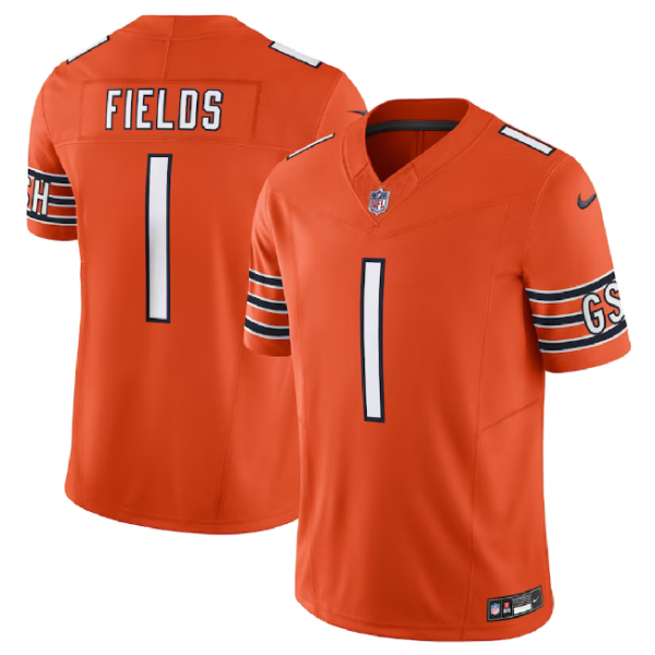 Men Chicago Bears #1 Justin Fields Orange 2023 F.U.S.E. Vapor Untouchable Football Limited Stitched Jersey