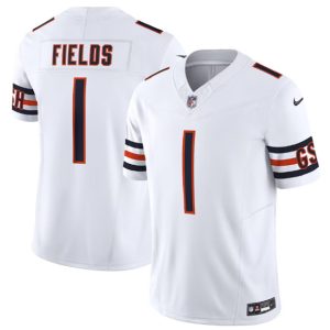 Men Chicago Bears #1 Justin Fields White 2023 F.U.S.E. Vapor Untouchable Limited Stitched Football Jersey