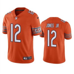 Men Chicago Bears #12 Velus Jones Jr. Orange Vapor untouchable Limited Stitched Jersey