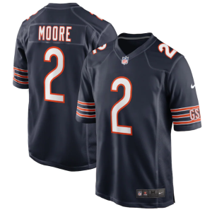 Men Chicago Bears #2 D.J. Moore Navy Stitched Game Jersey