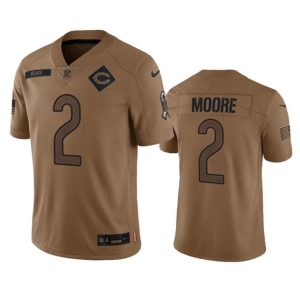 Men Chicago Bears #2 DJ Moore 2023 Brown Salute To Service Limited Football Stitched Jersey