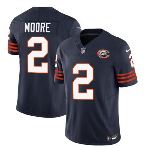 Men Chicago Bears #2 DJ Moore Navy 2023 F.U.S.E. Throwback Limited Football Stitched Game Jersey