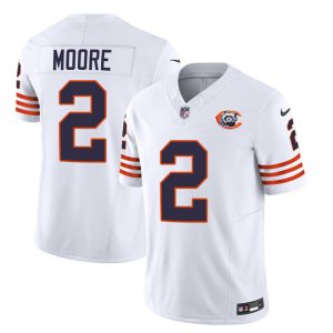 Men Chicago Bears #2 DJ Moore White 2023 F.U.S.E. Throwback Limited Football Stitched Game Jersey