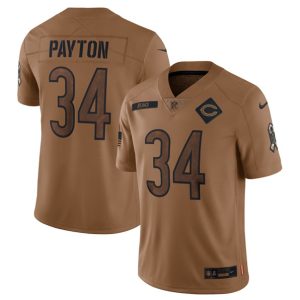 Men Chicago Bears #34 Walter Payton 2023 Brown Salute To Service Limited Football Stitched Jersey