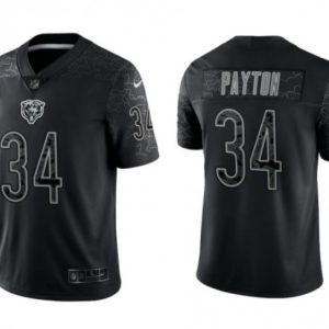 Men Chicago Bears #34 Walter Payton Black Reflective Limited Stitched Football Jersey