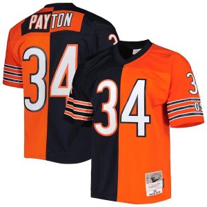 Men Chicago Bears #34 Walter Payton Navy/Orange 1985 Football Stitched Jersey