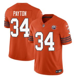 Men Chicago Bears #34 Walter Payton Orange 2023 F.U.S.E. Throwback Limited Football Stitched Game Jersey