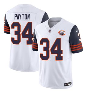 Men Chicago Bears #34 Walter Payton White/Navy 2023 F.U.S.E. Throwback Limited Football Stitched Game Jersey