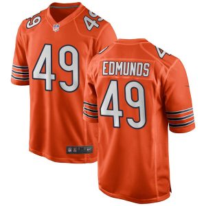 Men Chicago Bears #49 Tremaine Edmunds Orange Stitched Game Jersey