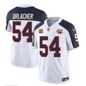 Men Chicago Bears #54 Brian Urlacher White/Navy 2023 F.U.S.E. With 4-star C PatchThrowback Limited Football Stitched Game Jersey