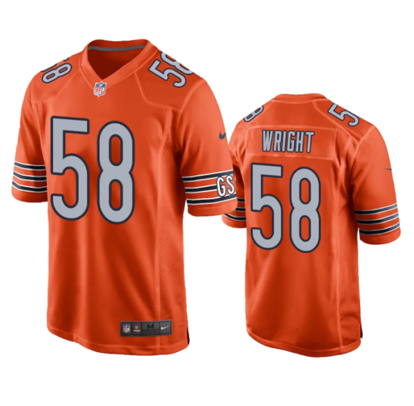 Men Chicago Bears #58 Darnell Wright Orange Stitched Football Game Jersey