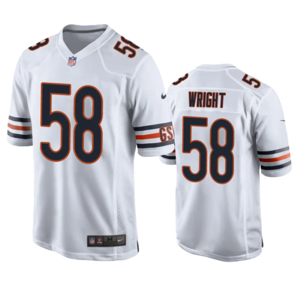 Men Chicago Bears #58 Darnell Wright White Stitched Football Game Jersey