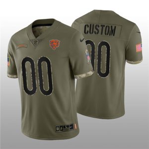 Men Chicago Bears Active Player Custom 2022 Olive Salute To Service Limited Stitched Jersey