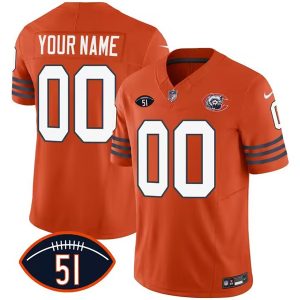 Men Chicago Bears Active Player Custom 2023 F.U.S.E. Orange Dick Butkus Patch Throwback Limited Football Stitched Jersey