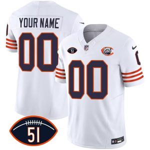 Men Chicago Bears Active Player Custom 2023 F.U.S.E. White Dick Butkus Patch Throwback Limited Football Stitched Jersey