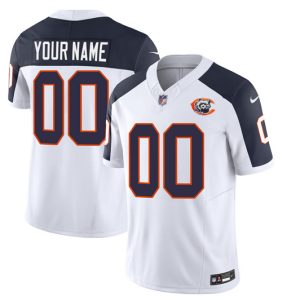 Men Chicago Bears Active Player Custom 2023 F.U.S.E. White/Navy Throwback Limited Football Stitched Jersey