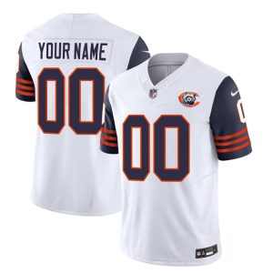 Men Chicago Bears Active Player Custom 2023 F.U.S.E. White/Navy Throwback Limited Football Stitched Jersey