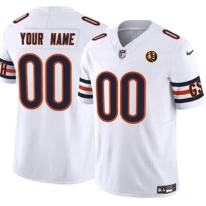 Men Chicago Bears Active Player Custom White 2023 F.U.S.E. With John Madden Patch Vapor Limited Football Stitched Jersey