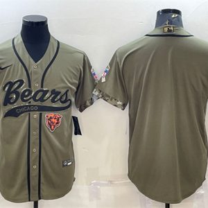 Men Chicago Bears Blank Olive 2022 Salute To Service Cool Base Stitched Baseball Jersey