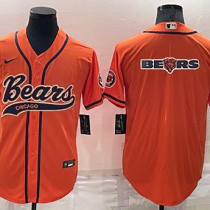 Men Chicago Bears Orange Team Big Logo With Patch Cool Base Stitched Baseball Jersey