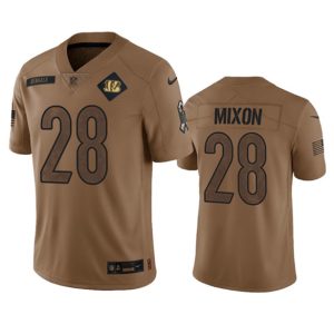 Men Cincinnati Bengals #28 Joe Mixon 2023 Brown Salute To Service Limited Football Stitched Jersey