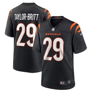 Men Cincinnati Bengals #29 Cam Taylor-Britt Black Football Stitched Game Jersey