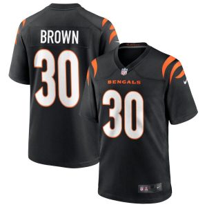 Men Cincinnati Bengals #30 Chase Brown Black Stitched Game Jersey