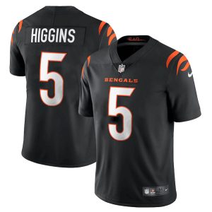 Men Cincinnati Bengals #5 Tee Higgins Black Vapor Untouchable Limited Stitched Jersey