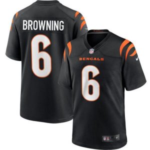 Men Cincinnati Bengals #6 Jake Browning Black Stitched Game Jersey