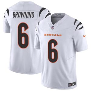 Men Cincinnati Bengals #6 Jake Browning White 2023 F.U.S.E. Vapor Untouchable Limited Football Stitched Jersey