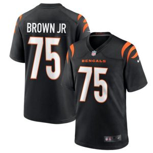 Men Cincinnati Bengals #75 Orlando Brown Jr. Black Stitched Game Jersey