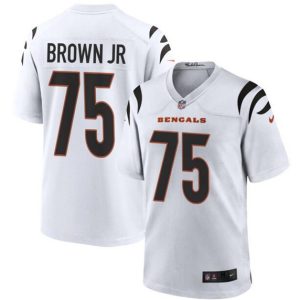 Men Cincinnati Bengals #75 Orlando Brown Jr. White Stitched Game Jersey