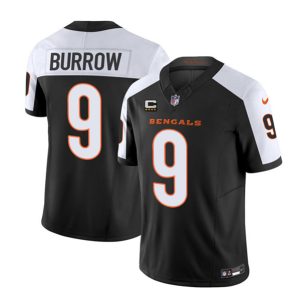 Men Cincinnati Bengals #9 Joe Burrow 2023 F.U.S.E. Black/White With 4-Star C Patch Vapor Untouchable Limited Football Stitched Jersey