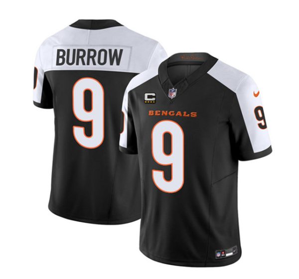 Men Cincinnati Bengals #9 Joe Burrow 2023 F.U.S.E. Black/White With 4-Star C Patch Vapor Untouchable Limited Football Stitched Jersey