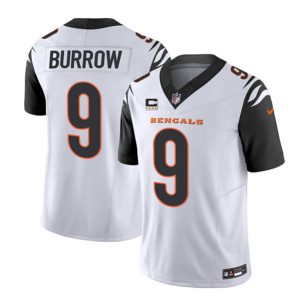 Men Cincinnati Bengals #9 Joe Burrow 2023 F.U.S.E. White With 4-Star C Patch Vapor Untouchable Limited Football Stitched Jersey