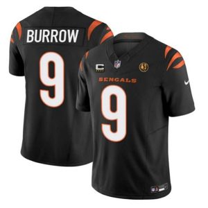 Men Cincinnati Bengals #9 Joe Burrow Black 2023 F.U.S.E. With 4-star C Patch And John Madden Patch Vapor Limited Football Stitched Jersey