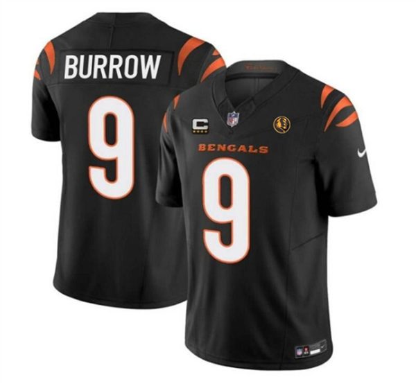 Men Cincinnati Bengals #9 Joe Burrow Black 2023 F.U.S.E. With 4-star C Patch And John Madden Patch Vapor Limited Football Stitched Jersey