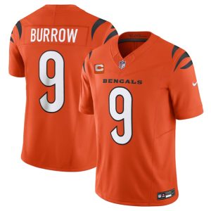 Men Cincinnati Bengals #9 Joe Burrow Orange 2023 F.U.S.E. With 4-Star C Patch Vapor Untouchable Limited Football Stitched Jersey