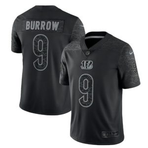 Men Cincinnati Bengals #9 Joe Burrow Reflective Limited Stitched Jersey