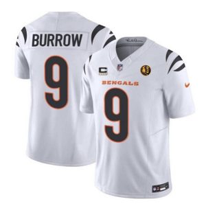 Men Cincinnati Bengals #9 Joe Burrow White 2023 F.U.S.E. With 4-star C Patch And John Madden Patch Vapor Limited Football Stitched Jersey