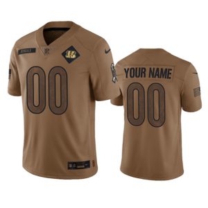 Men Cincinnati Bengals Active Player Custom 2023 Brown Salute To Service Limited Football Stitched Jersey