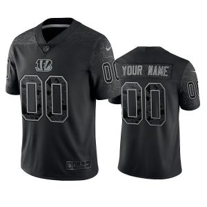 Men Cincinnati Bengals Active Player Custom Black Reflective Limited Stitched Football Jersey