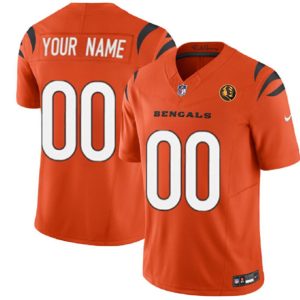 Men Cincinnati Bengals Active Player Custom Orange 2023 F.U.S.E. With John Madden Patch Vapor Limited Football Stitched Jersey